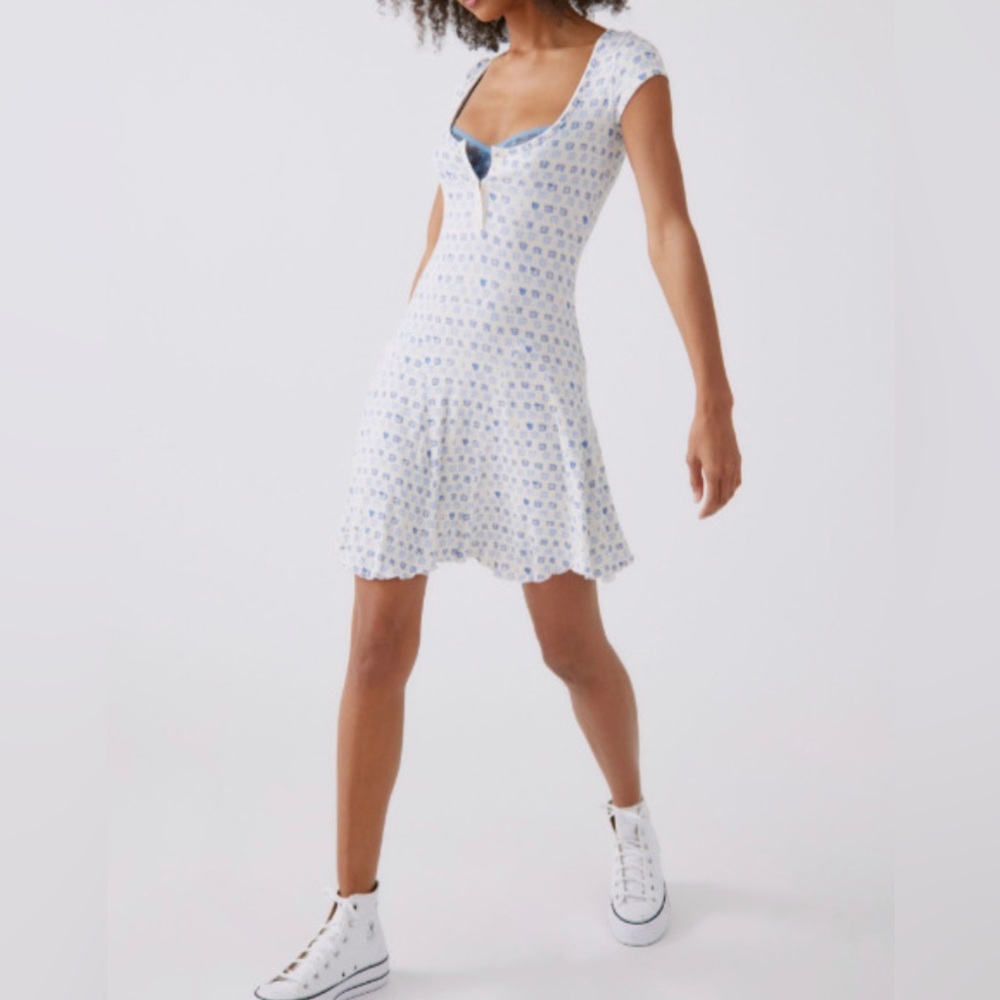 Urban Outfitters | Maureen Henley Mini Dress | Blue Seashell